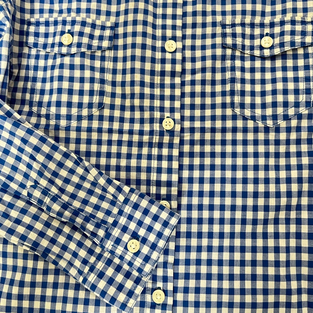 Old Navy Girls Blue White Gingham 100% Cotton Button-Down Shirt Size S/P - Picture 7 of 8